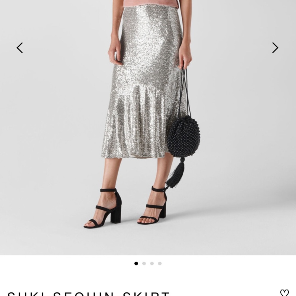 NWT Whistles Suki Sequin Silver Midi Skirt - Picture 12 of 12
